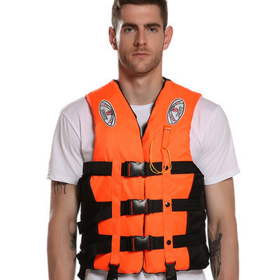 S-M-L-XL-2XL-3XL adult life jacket: buoyant, for sea fishing/outdoor sports, coated Oxford cloth.
