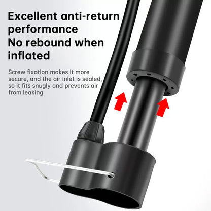 Portable Bike Pump (Schrader Valve 80psi), Lightweight Tube, Manual Inflator (Road/MTB), Cycling Accessories