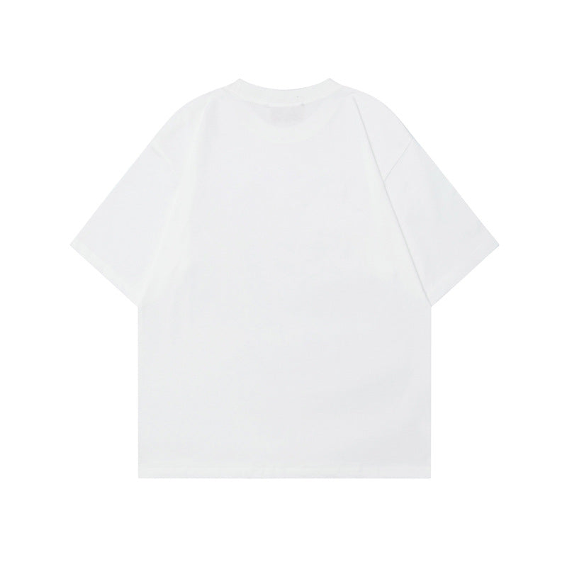 Dark High Street Rock Figure Print Short Sleeve T-Shirt Men's Oversize Heavyweight Pure Cotton Half Sleeve Tee