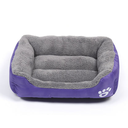 New, soft, and cozy fleece pet bed. Waterproof bottom. Suitable for small, medium & large pets. Keeps pets warm.