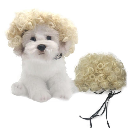 Haustierperücke Hundeperücke Halloween Haustier Accessoire lockiges Haar glattes Haar