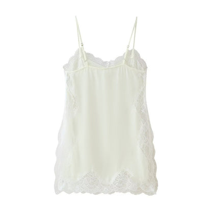 Fashionable and Sexy Lace Splicing Slit Strapless Dress