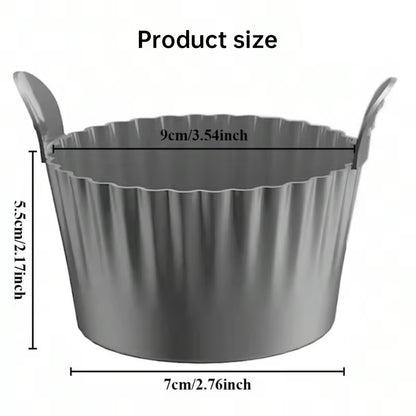 4-6 reusable silicone air fryer liners & baking cups – non-stick kitchen tools for eggs, cakes, meatballs.