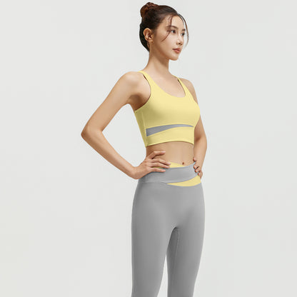 High waisted and abdominal yoga suit shockproof yoga fitness suit tight fitting and hip lifting naked yoga suit set