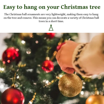 50 pcs/box: 2025 Gold Red Hanging Christmas Tree Ball Ornaments, 2026 Home Holiday Decorations & New Year Gifts
