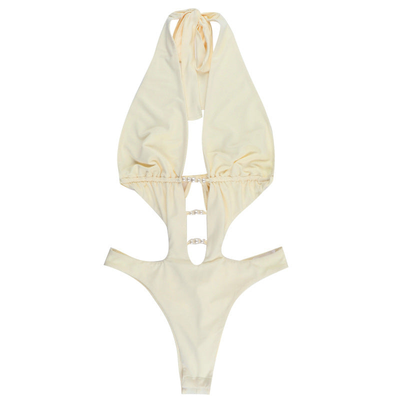 Bead hollow hot spring swimming neck hanging comfortable jumpsuit