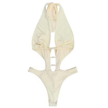 Bead hollow hot spring swimming neck hanging comfortable jumpsuit