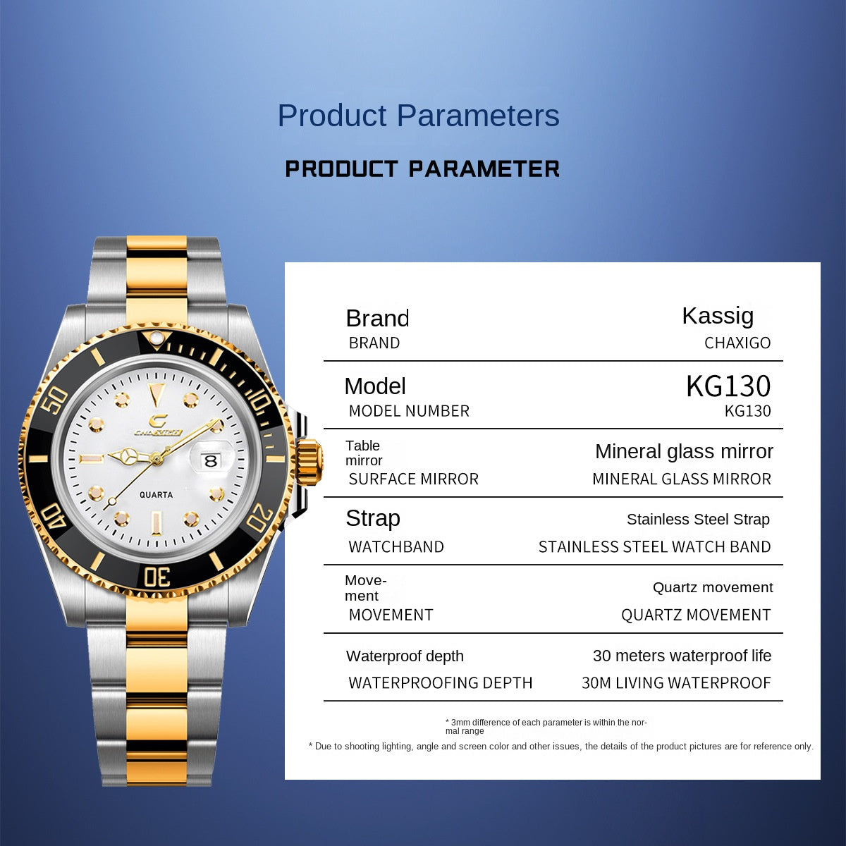 Schweizer Marke CHAXIGO Herrenuhr, grün, U-Boot-Stil, wasserdicht, vielseitige Legierung, Quarzuhr