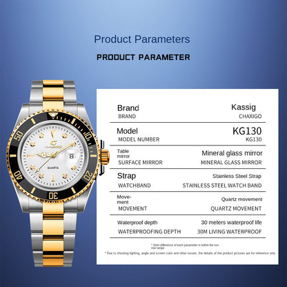 Schweizer Marke CHAXIGO Herrenuhr, grün, U-Boot-Stil, wasserdicht, vielseitige Legierung, Quarzuhr