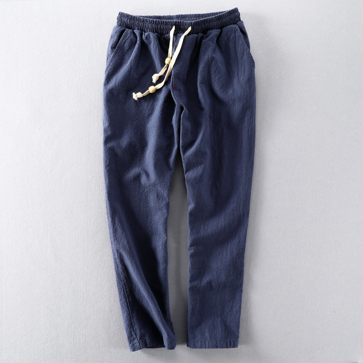 Autumn Linen Long Pants Men's Japanese Casual Loose Fit Cotton Linen Nine-Point Trousers Trendy Big Size Export