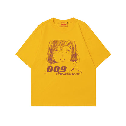 Style Anime Print Short Sleeve T-Shirt Unisex Loose Pure Cotton Couple Ins Casual Tee