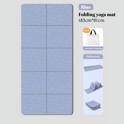 Foldable eco-friendly TPE yoga mat: double-sided, non-slip, for travel, exercise, Pilates & floor workouts