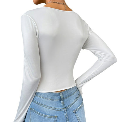 Sexy lace mesh see through outerwear short long sleeved top