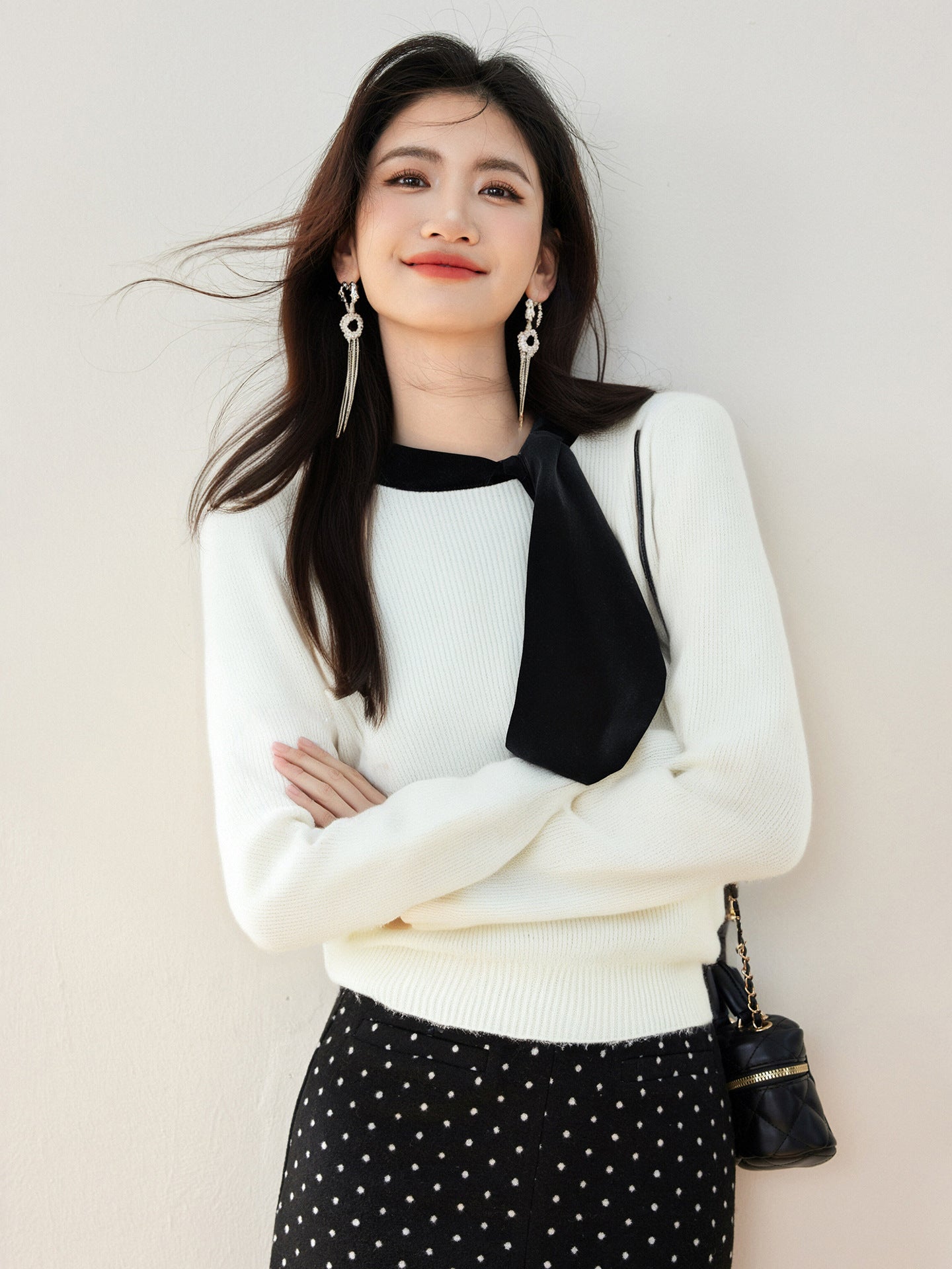 Knotted Pullover Loose Soft Knit Sweater for Women, Casual Lazy Style, Inner Layer Top