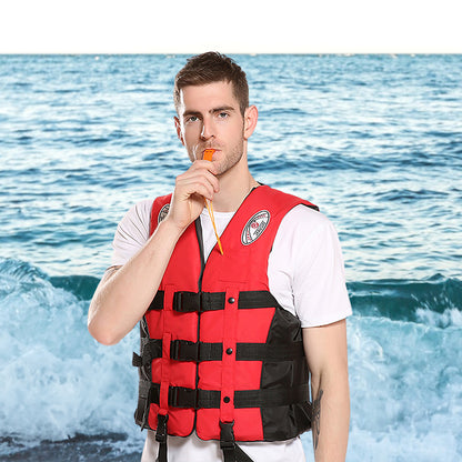 S-M-L-XL-2XL-3XL adult life jacket: buoyant, for sea fishing/outdoor sports, coated Oxford cloth.