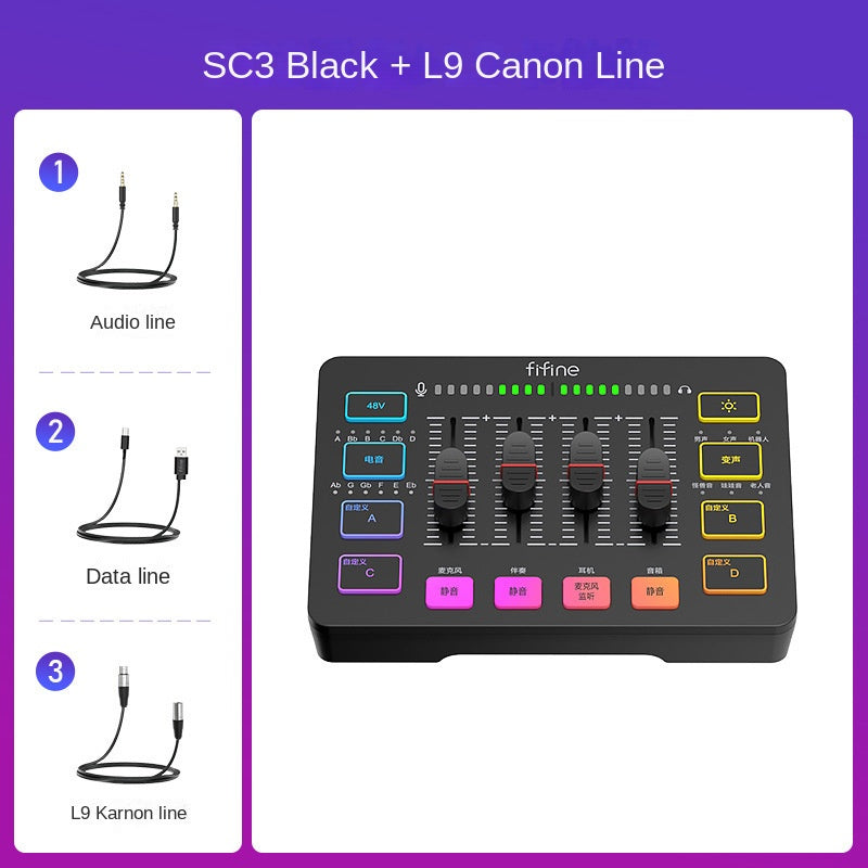 Fifine Game Live Streaming Equipment SC3 Full Set USB External Sound Card Microphone Desktop Karaoke
