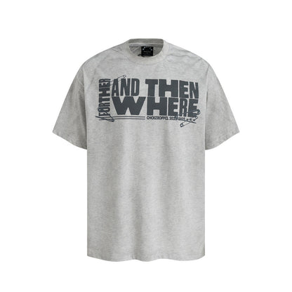 Letter Print Washed Short Sleeve T-Shirt Men's Loose Casual Half-Sleeve Top Pure Cotton
