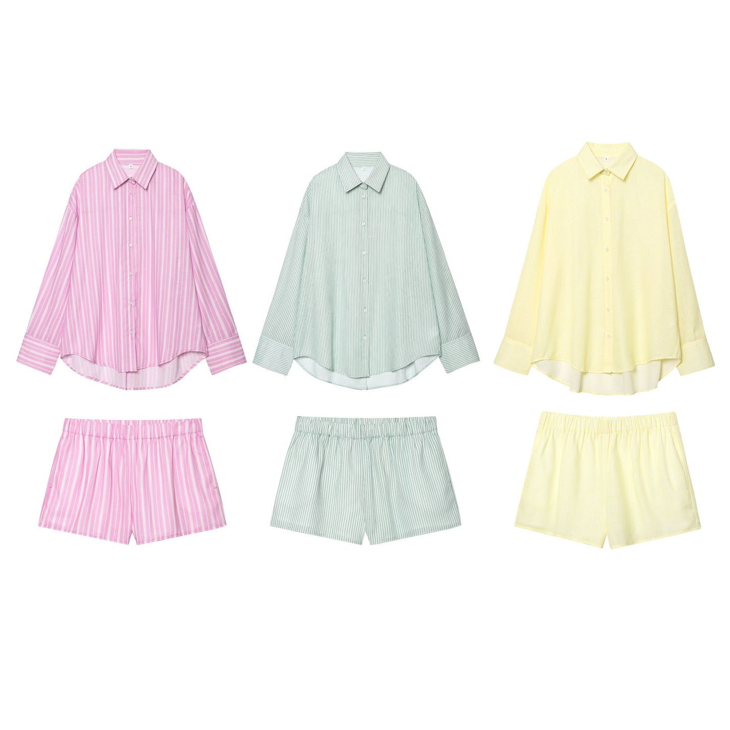 Striped Long Sleeve Shirt and Casual Shorts Set with Style Design