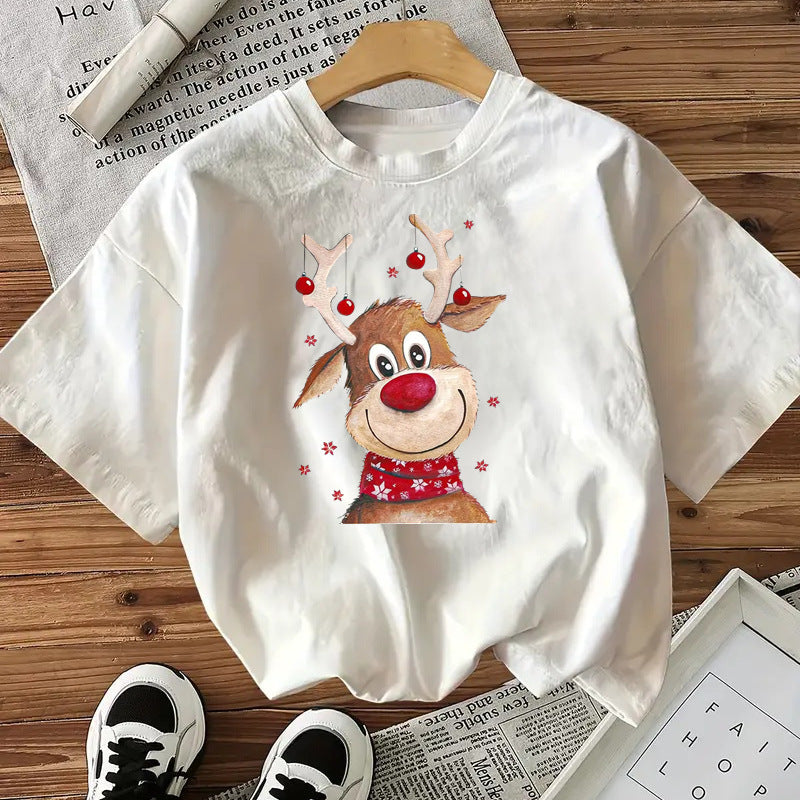Modische Stil Kurzarm Baumwolle frauen Top Amerikanischen Weihnachten Neue Ankunft