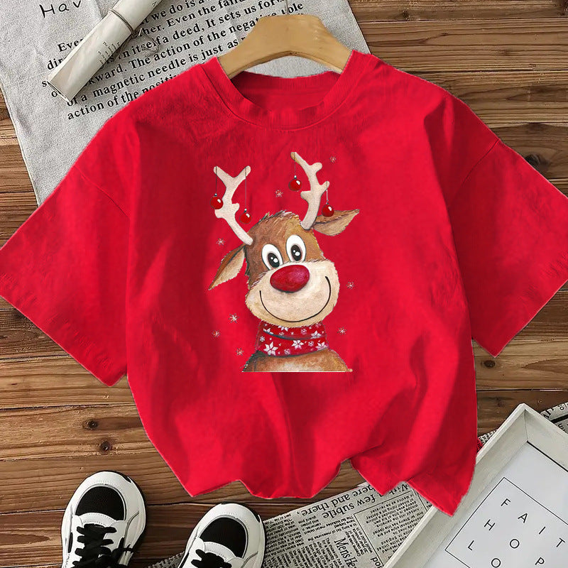 Modische Stil Kurzarm Baumwolle frauen Top Amerikanischen Weihnachten Neue Ankunft