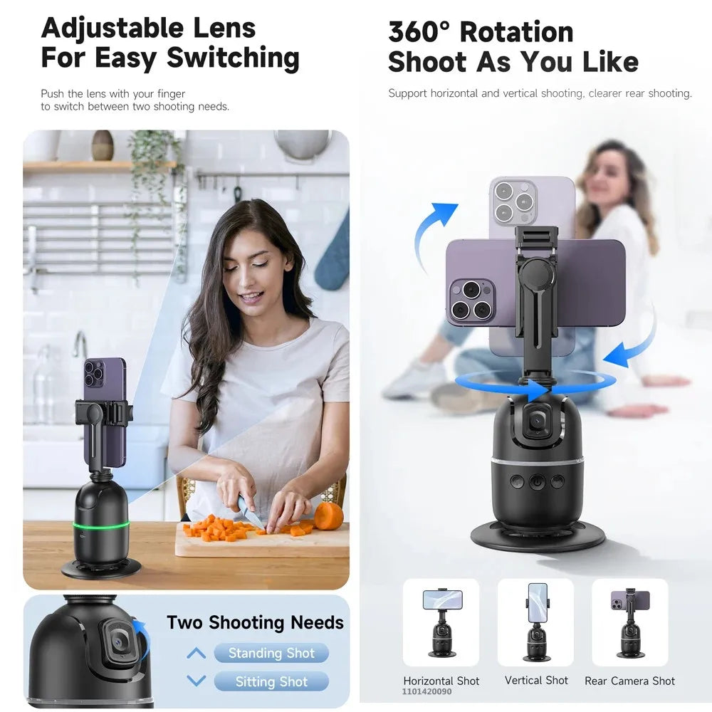 P03  AI Smart Gimbal 360° Auto Face Tracking Gimbal All-in-one Rotation For Smartphone video Vlog Stabilizer Phone Holder