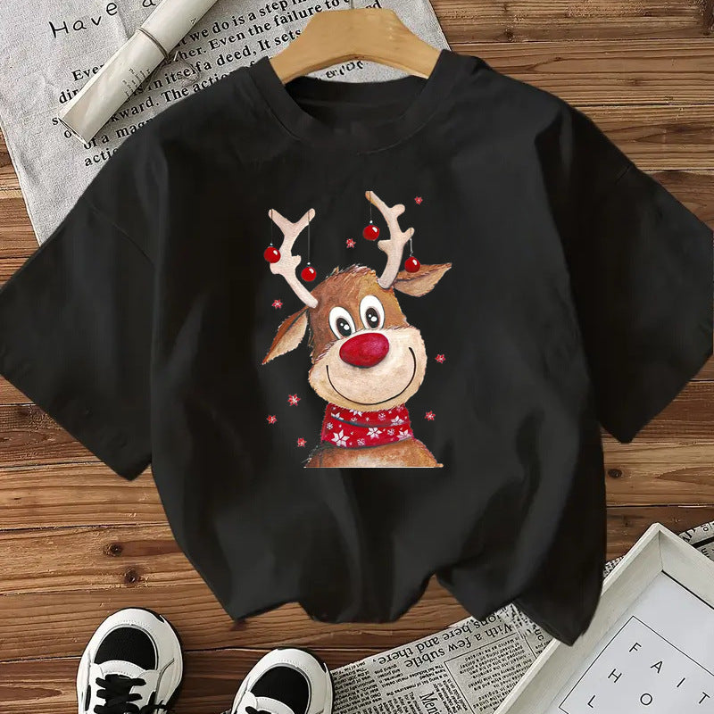 Modische Stil Kurzarm Baumwolle frauen Top Amerikanischen Weihnachten Neue Ankunft