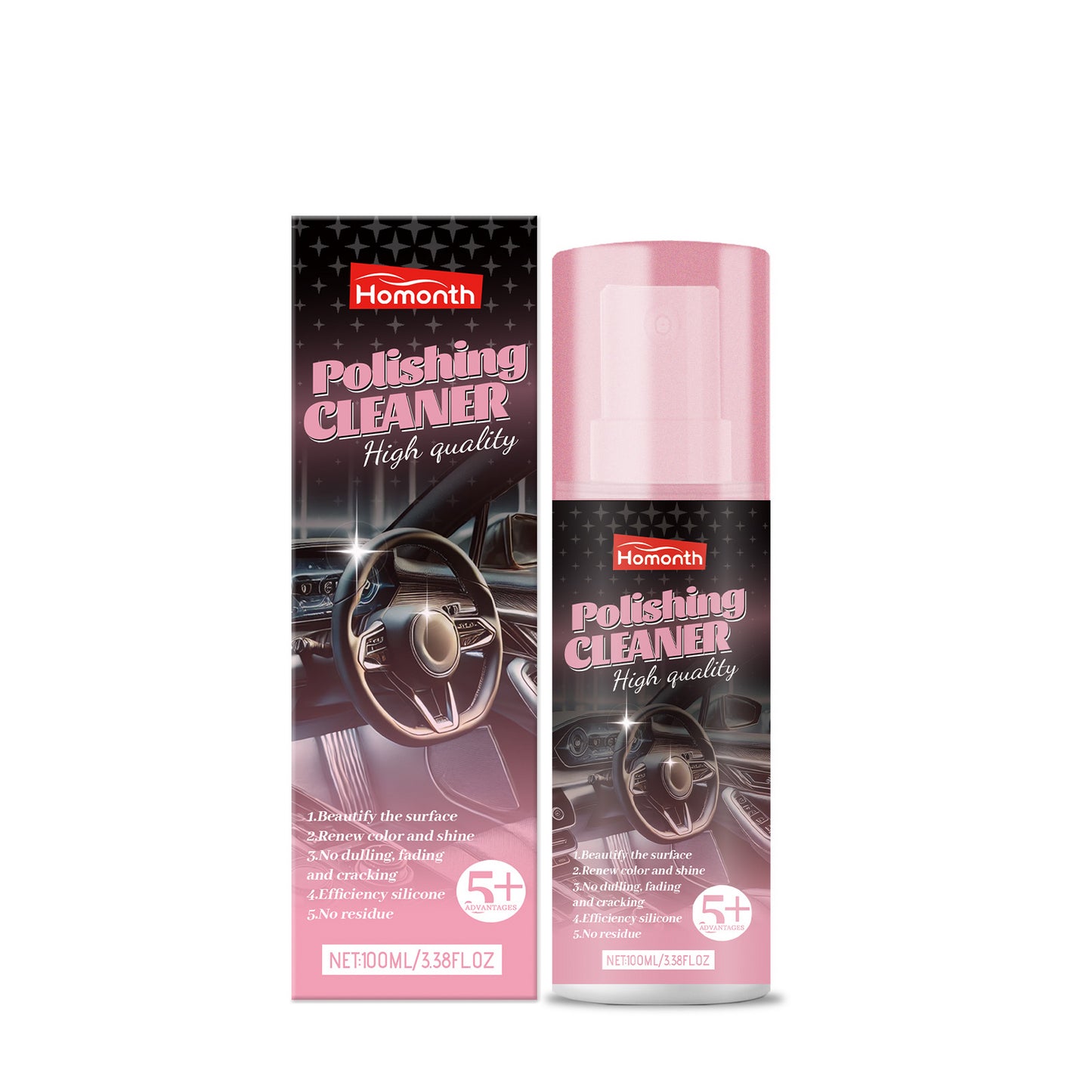 Homonth Car Interior Retreader, Car Leather Interior Care Retreading Gentle Cleaning Decontamination Polishing