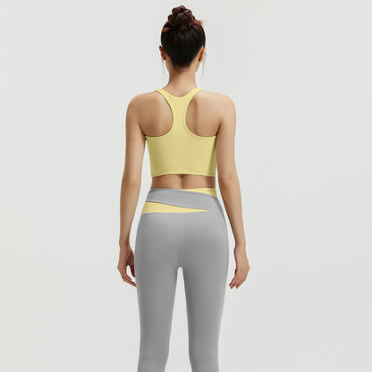 High waisted and abdominal yoga suit shockproof yoga fitness suit tight fitting and hip lifting naked yoga suit set