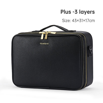 PU portable zipper pouch leather makeup organizer waterproof zipper pouch with handle