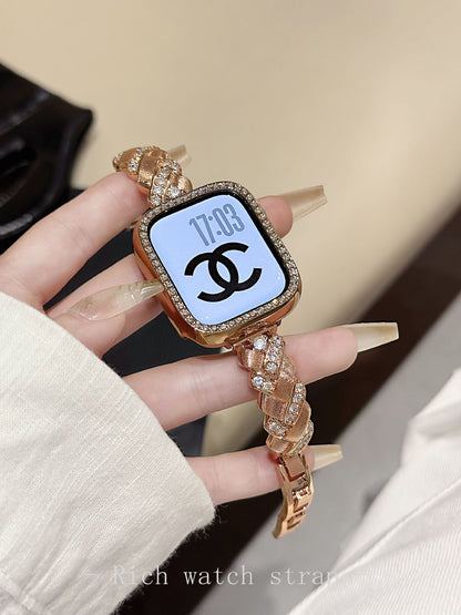 Wheat Spike Diamond-Encrusted Metal Starlight Watch Band for Apple Watch Female