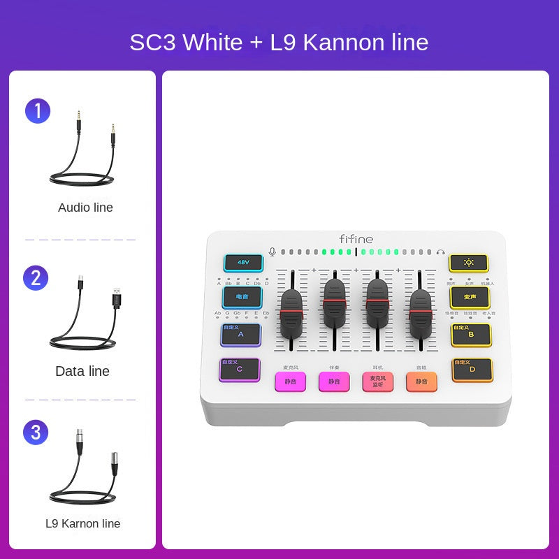 Fifine Game Live Streaming Equipment SC3 Full Set USB External Sound Card Microphone Desktop Karaoke