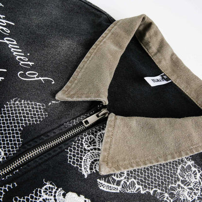 Street Style Lace Splicing Angel Pattern Jacket