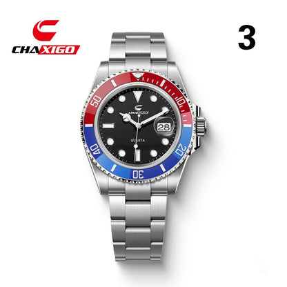 Schweizer Marke CHAXIGO Herrenuhr, grün, U-Boot-Stil, wasserdicht, vielseitige Legierung, Quarzuhr