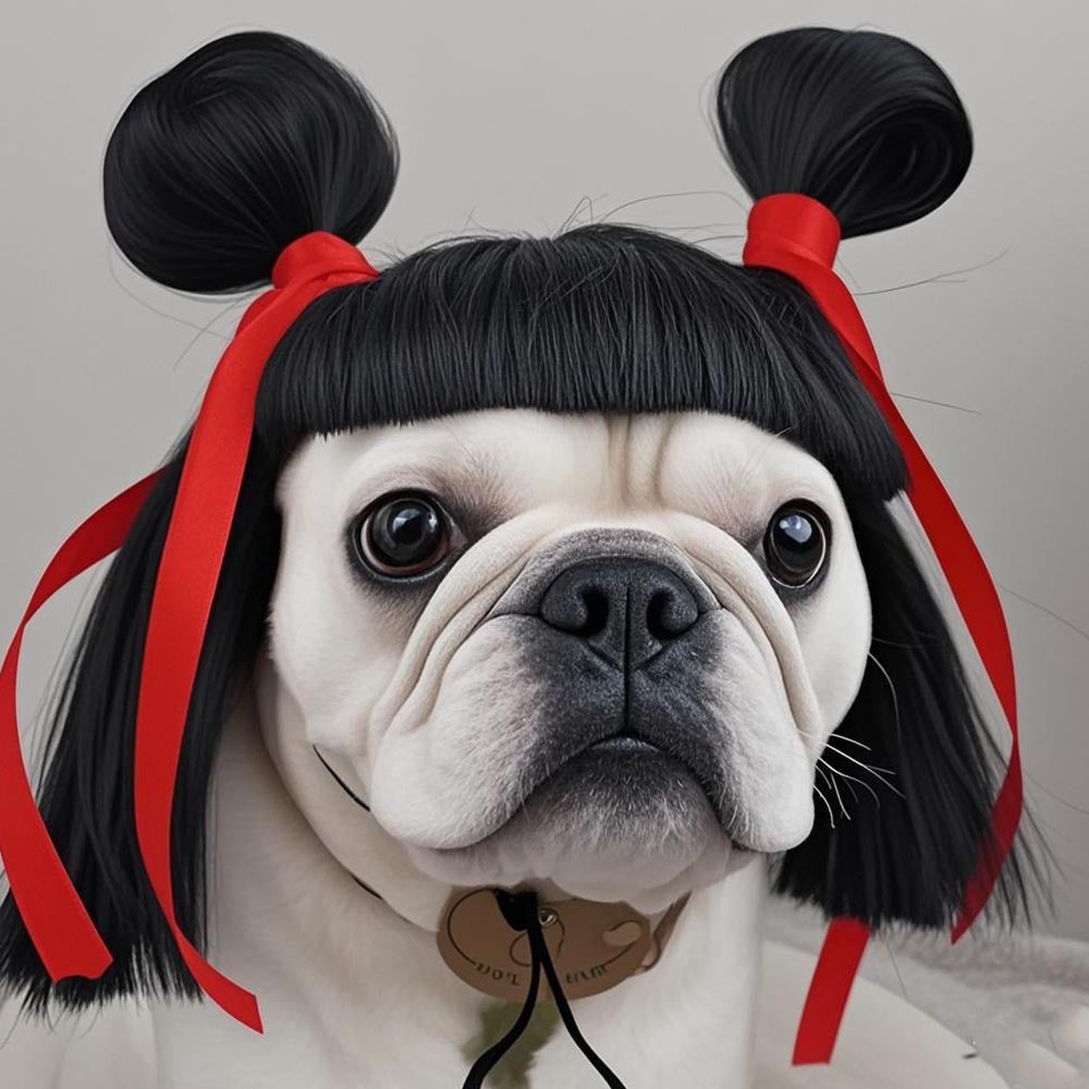 Haustierperücke Hundeperücke Halloween Haustier Accessoire lockiges Haar glattes Haar
