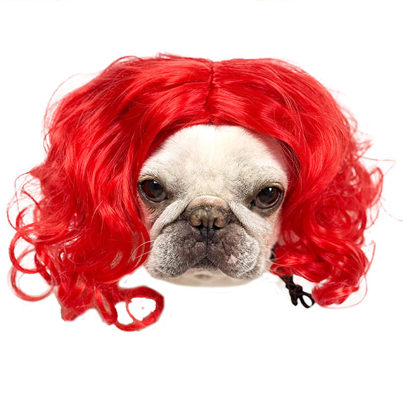 Haustierperücke Hundeperücke Halloween Haustier Accessoire lockiges Haar glattes Haar
