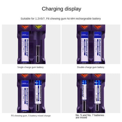 Chewing gum battery charger with 2 slots intelligent 1.2V nickel hydrogen rechargeable battery size 5 and 7 UK201 charger