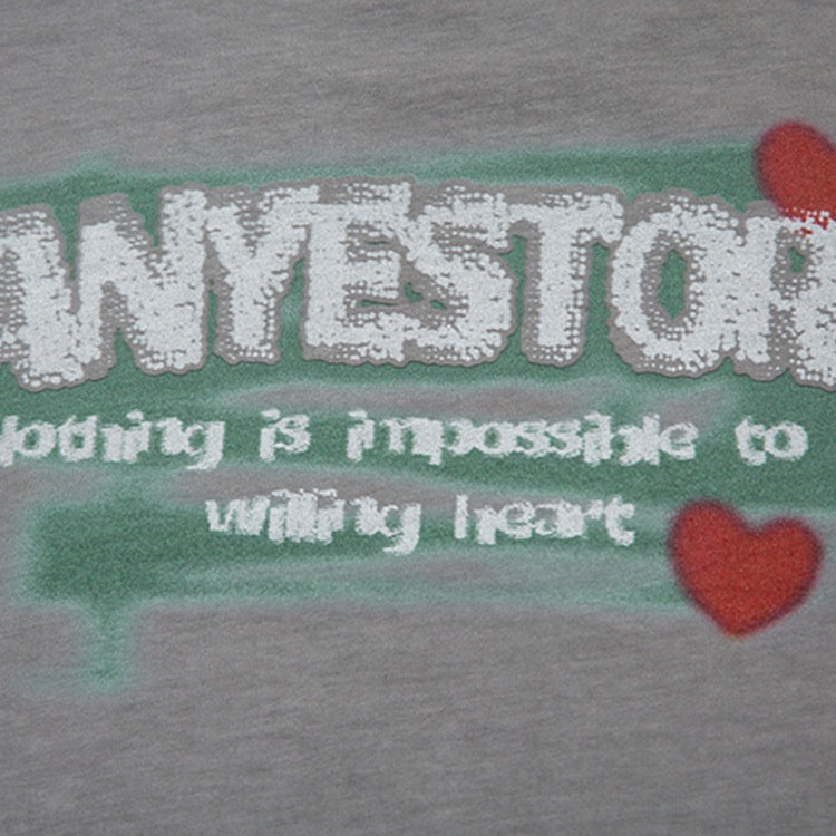 Hand-Painted Anime Oil Painting Print Short Sleeve T-Shirt Trendy Hip Hop Men's Summer Loose Casual Pure Cotton Vintage Top