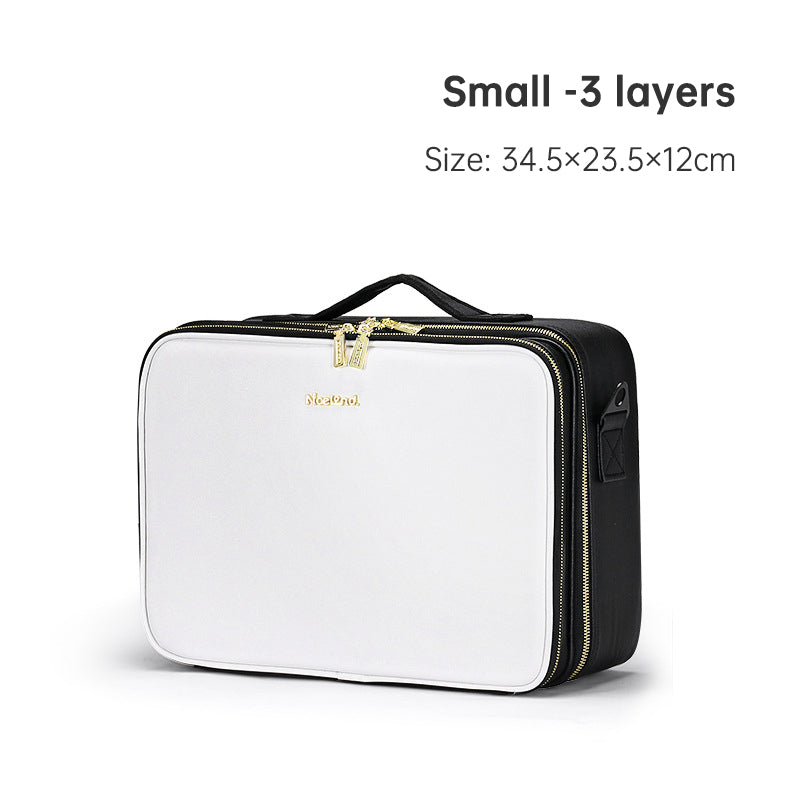 PU portable zipper pouch leather makeup organizer waterproof zipper pouch with handle