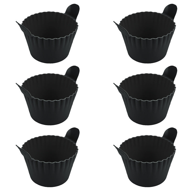 4-6 reusable silicone air fryer liners & baking cups – non-stick kitchen tools for eggs, cakes, meatballs.