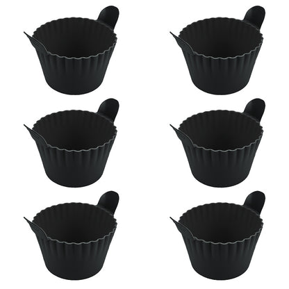 4-6 reusable silicone air fryer liners & baking cups – non-stick kitchen tools for eggs, cakes, meatballs.