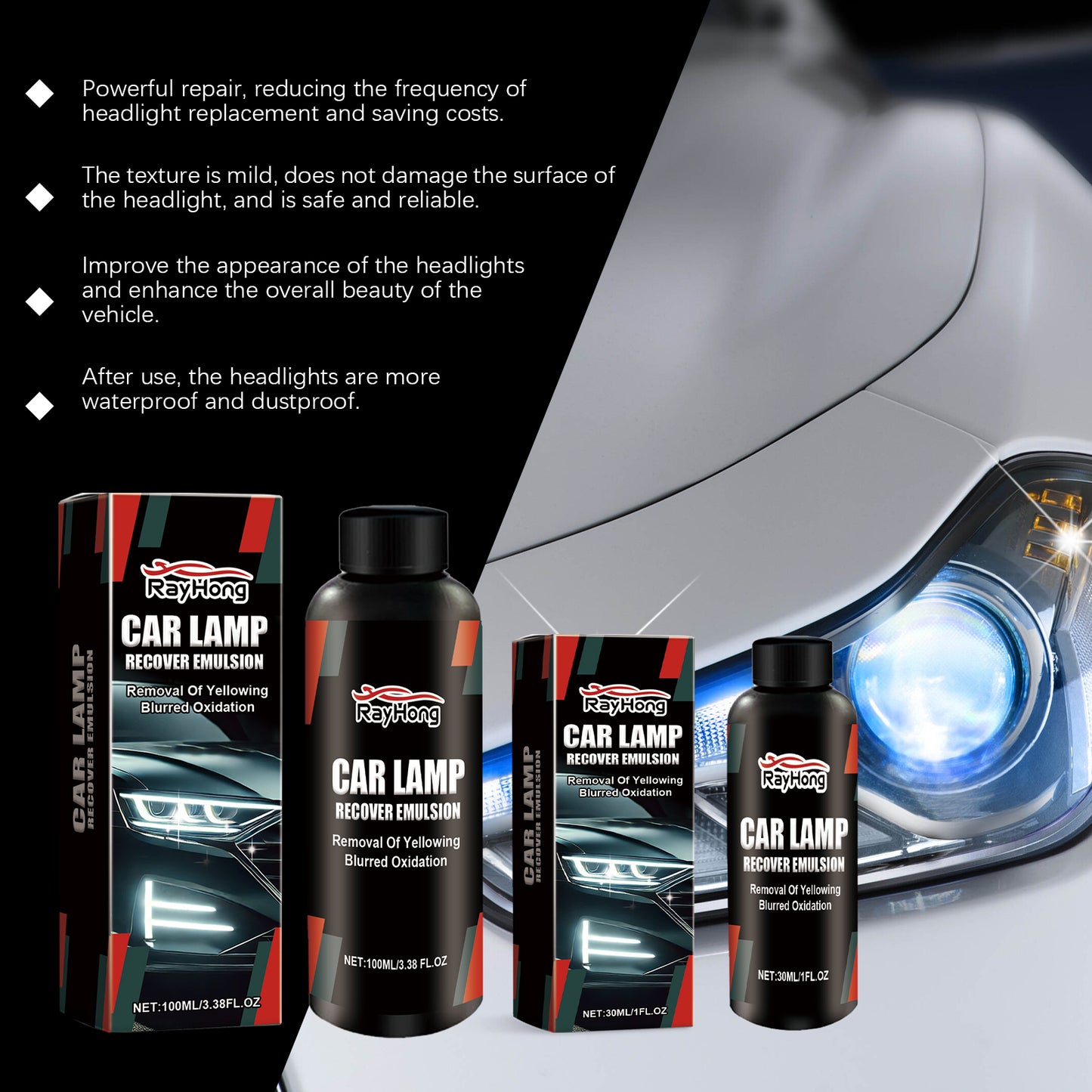 Rayhong Car Headlight Repair And Polishing Paste (30ml) Car Headlight Decontamination, Dust-Proofing, Scratch Refurbishment And Car Paint Care Agent