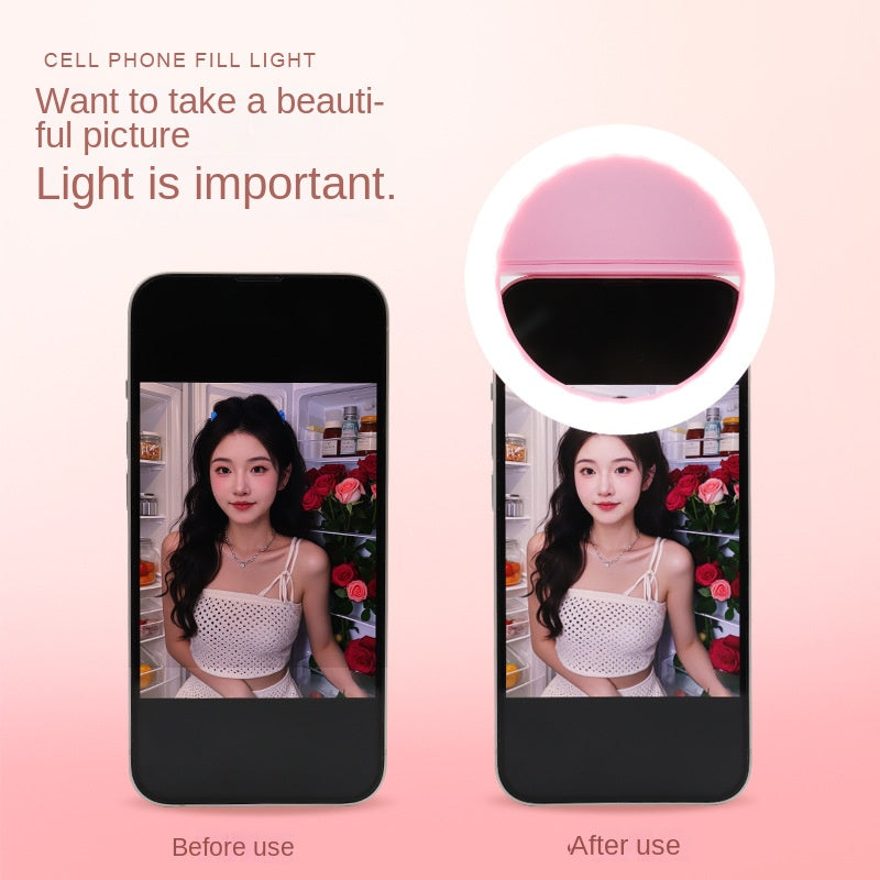 RK-12 Mobile Phone Fill Light Wholesale Live Beauty Selfie Lighting Round Flash Charging LED Fill Light
