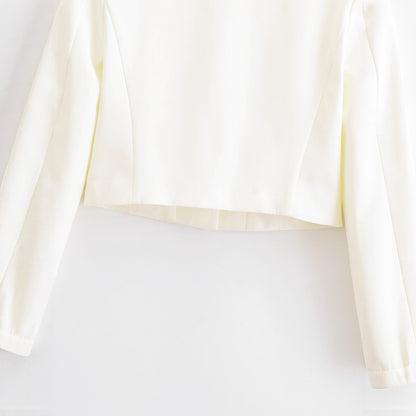 Stehkragen, langärmelige, kurze Zwei-Knopf-Jacke für Damen