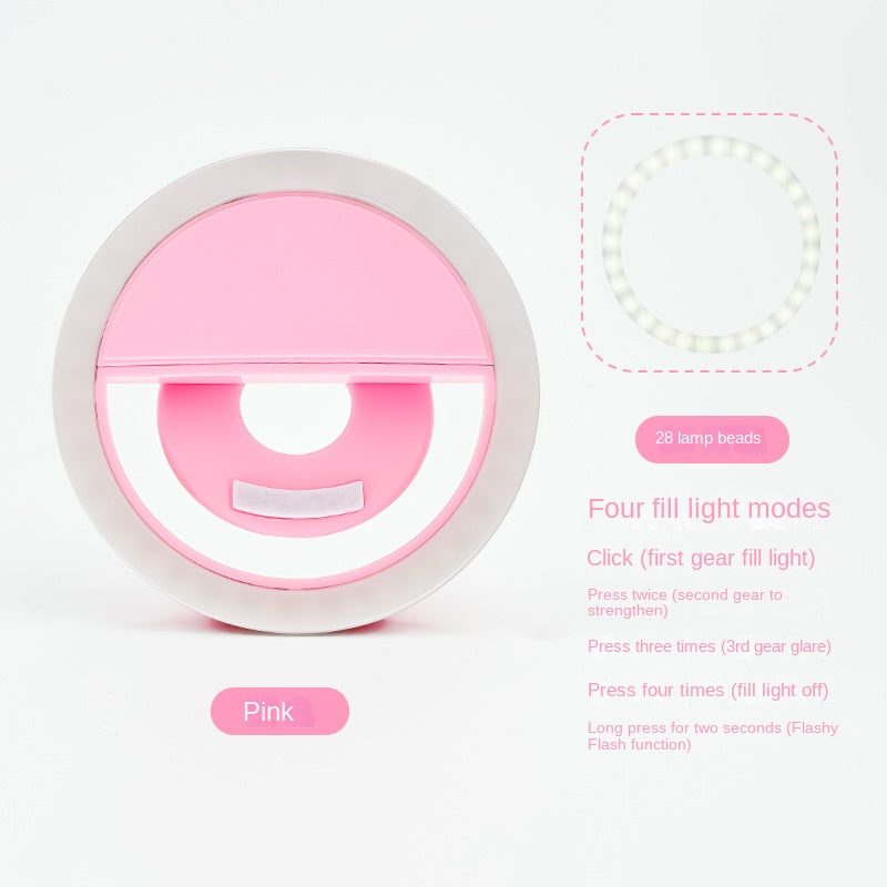 RK-12 Mobile Phone Fill Light Wholesale Live Beauty Selfie Lighting Round Flash Charging LED Fill Light