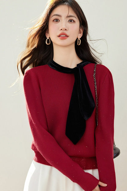 Knotted Pullover Loose Soft Knit Sweater for Women, Casual Lazy Style, Inner Layer Top