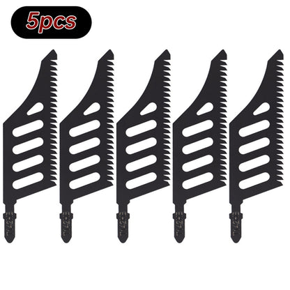 B17B T142HB-5PCS curved jigsaw blades, T-shank flush cutting replacement blades, for precision cutting.
