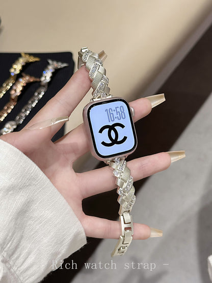 Wheat Spike Diamond-Encrusted Metal Starlight Watch Band for Apple Watch Female