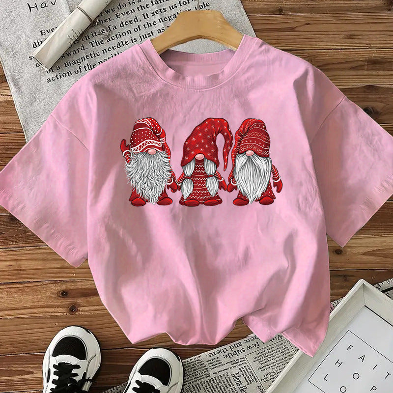 Doll Cotton Women's Short Sleeve Fashion Style Top American Christmas New Arrival