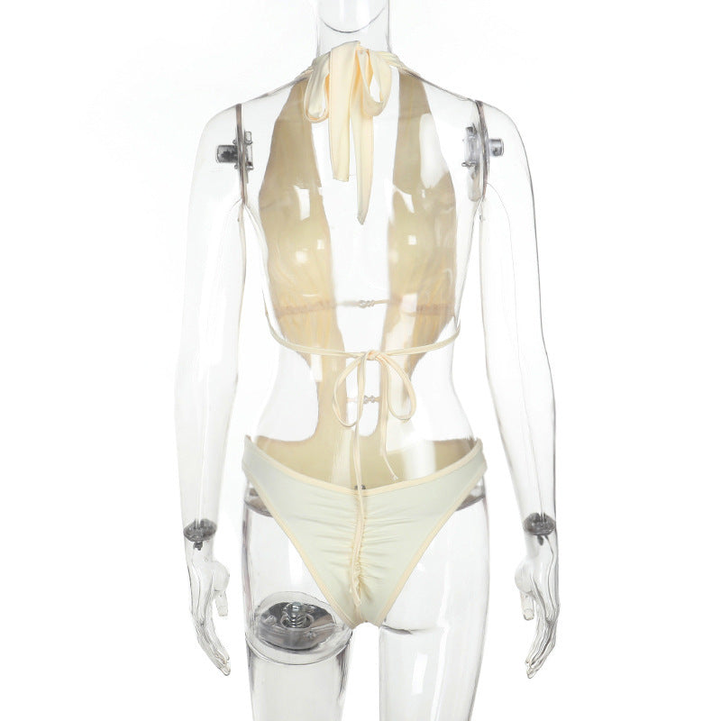 Bead hollow hot spring swimming neck hanging comfortable jumpsuit