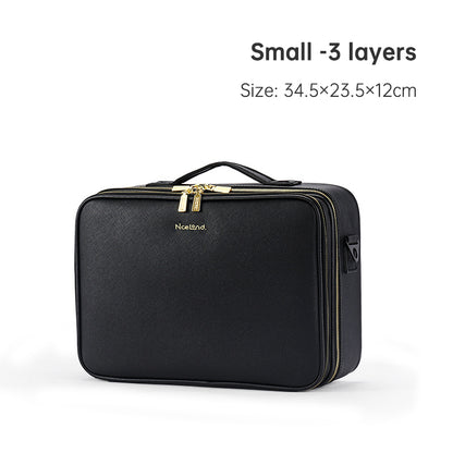 PU portable zipper pouch leather makeup organizer waterproof zipper pouch with handle